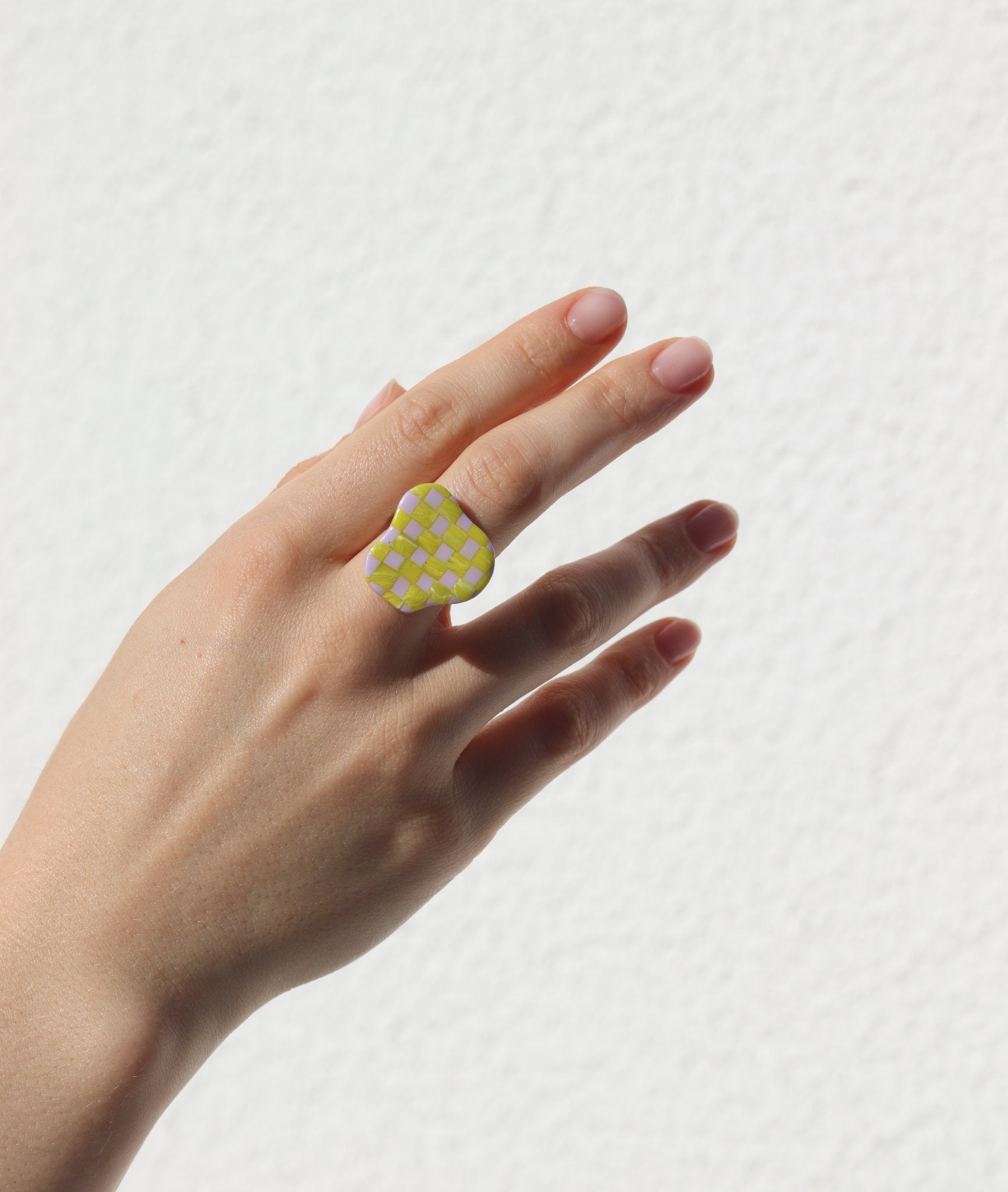 Checkered Blob Ring