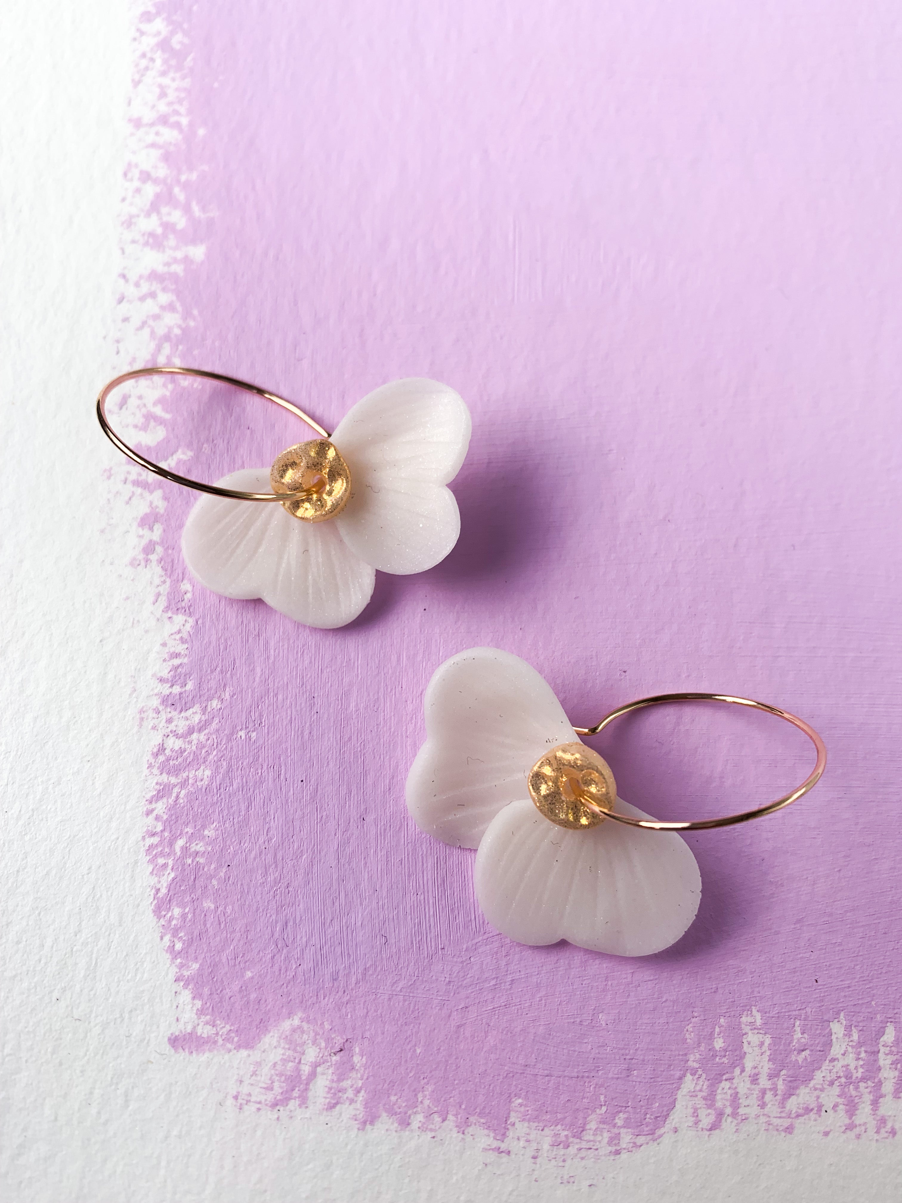 Petal Hoops in White