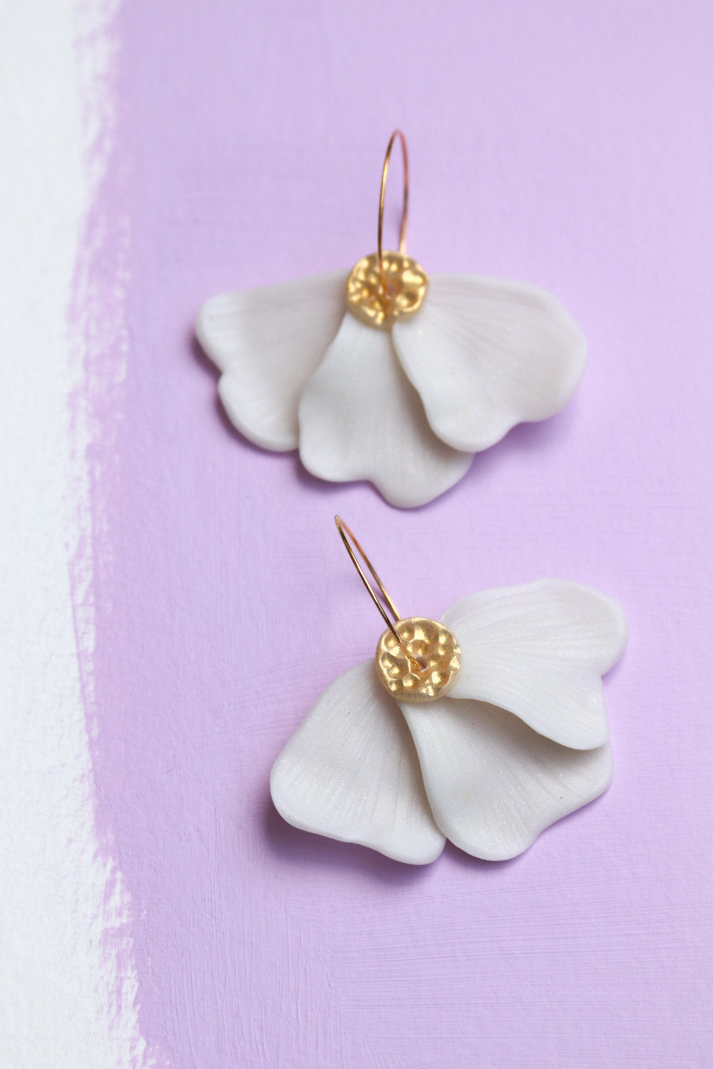 Petal Hoops in White