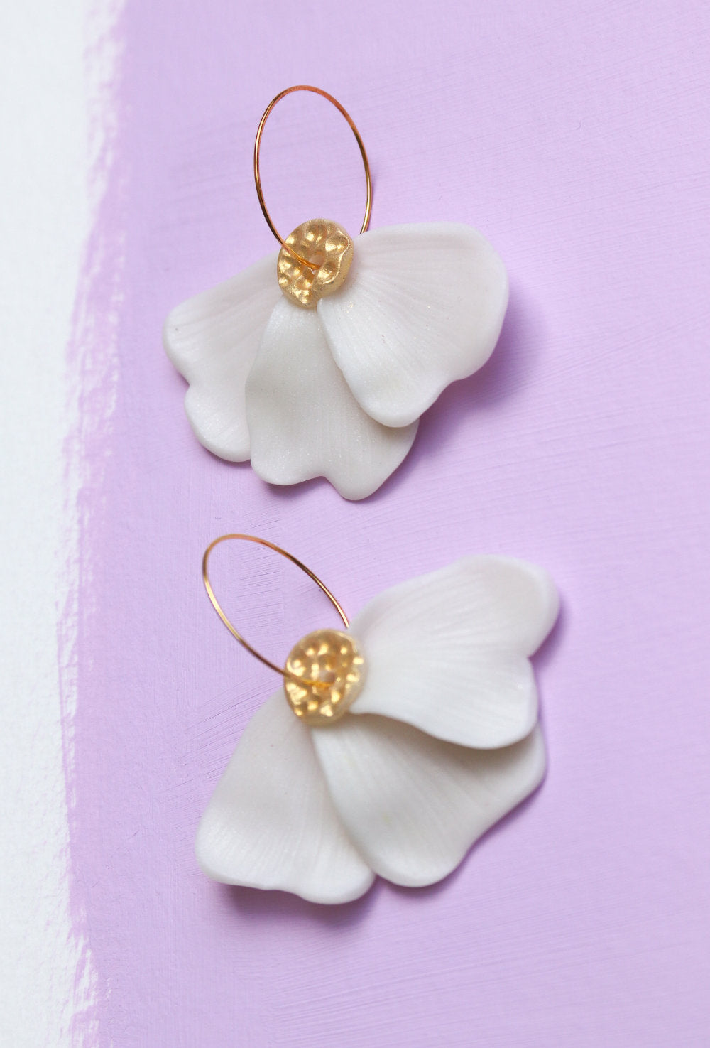 Petal Hoops in White