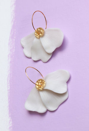 Petal Hoops in White