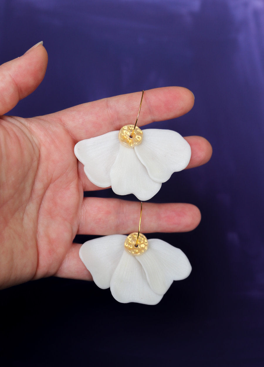 Petal Hoops in White